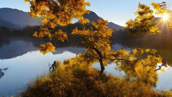 beautiful autumn sunrise, JPG beautiful autumn sunrise, autumn, chuan, nostalgic, JPG