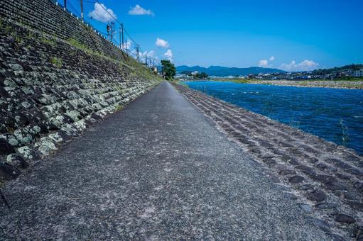夏の青空と川 夏の青空と川 川,河川,河の写真素材