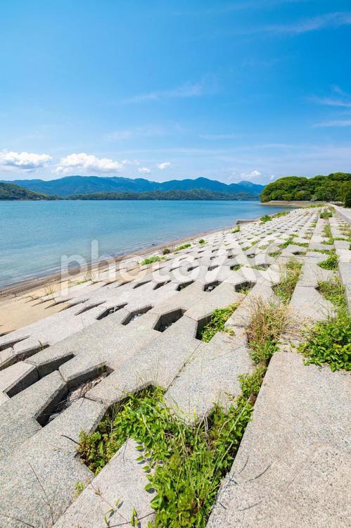 海岸沿いから眺める夏の海 海,海岸,海岸沿いの写真素材