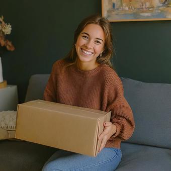 嬉しい宅配便の瞬間の写真