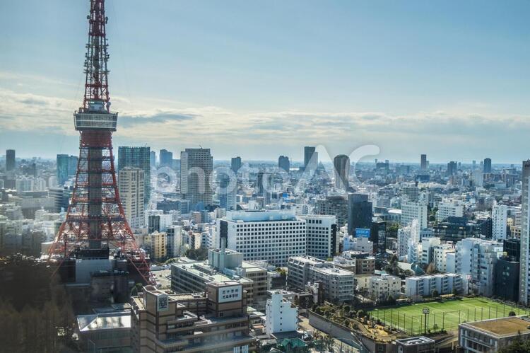 東京六本木方面の街並み 東京タワー,六本木方面,景色の写真素材