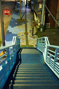 Pedestrian bridge and buildings at night, JPG Pedestrian bridge and buildings at night, JPG