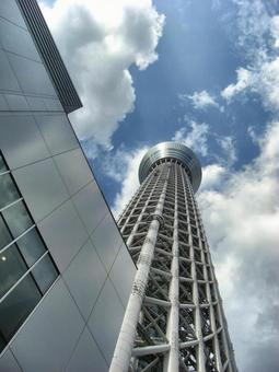 曇り日の東京スカイツリー-81 東京スカイツリー,曇り日,雲の写真素材