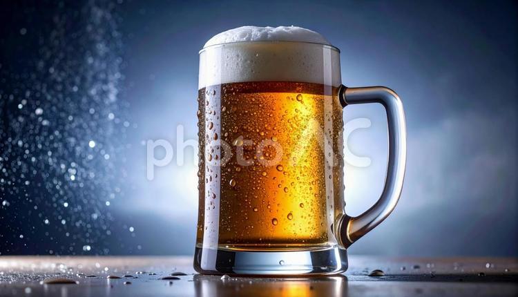 グラスに水滴がついた冷たいビール 生ビール,クラフトビール,ビールの写真素材