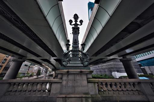 Photo, tokyo central district, japan's bridge, unicorn statue, 