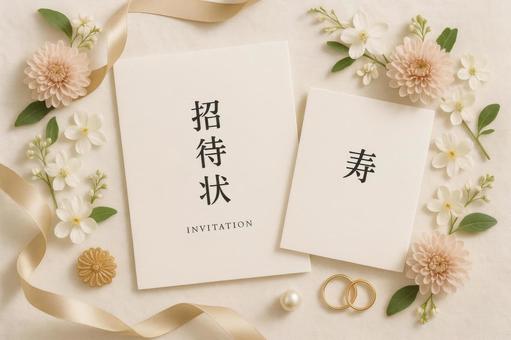結婚式の招待状と装飾小物 結婚式の招待状と装飾小物の写真