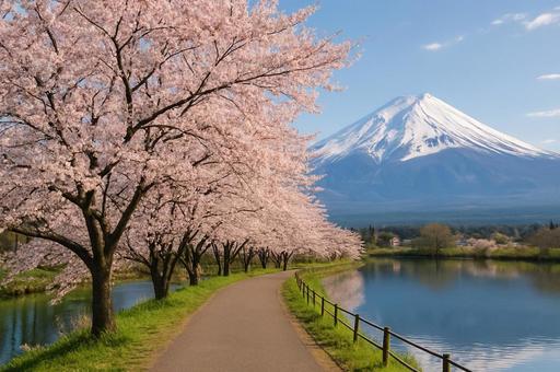 富士山と桜の写真