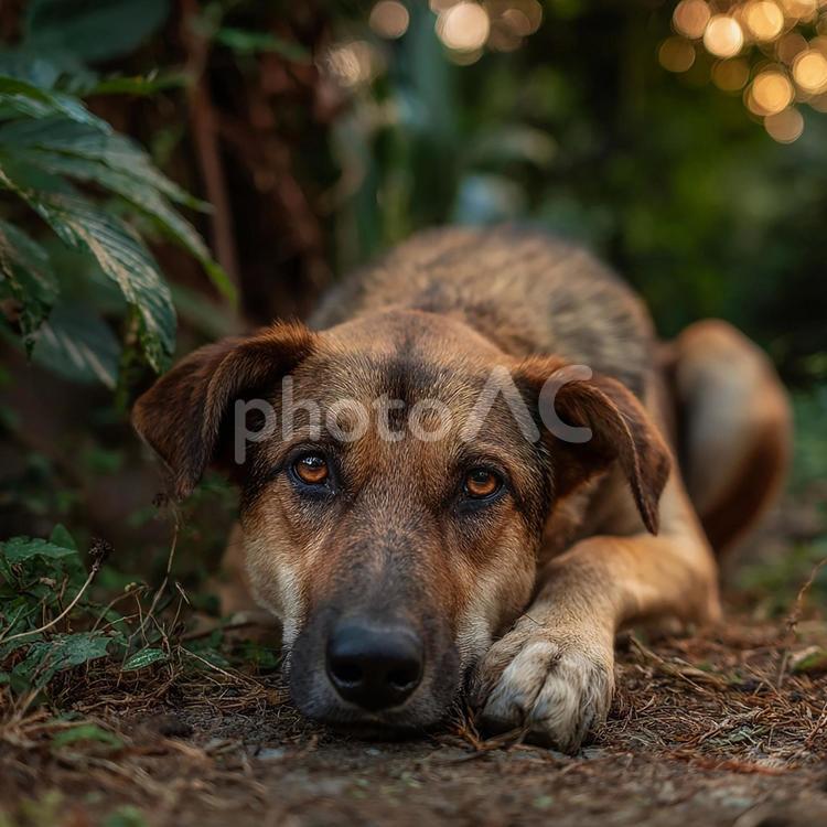 安らぎのひととき：保護犬 犬,保護犬,野良犬の写真素材