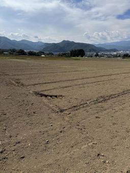 収穫後の秋の畑の写真