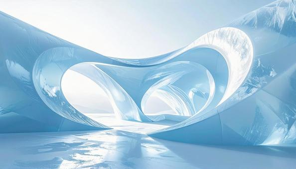 青く輝く氷の抽象彫刻 青く輝く氷の抽象彫刻の写真