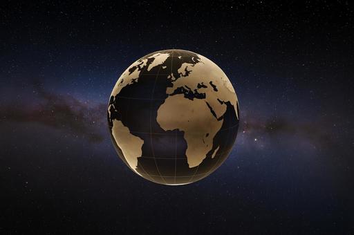 オレンジに光る地球の写真