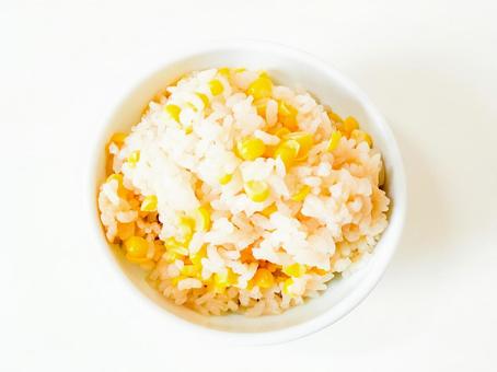 Photo, corn rice, cooked rice, freshly cooked, 