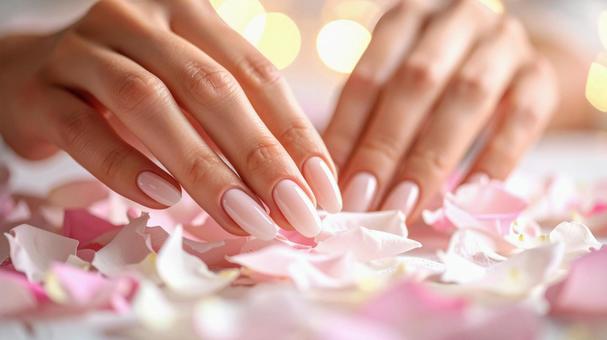 シンプルにかわいく仕上げてもらったネイルの写真