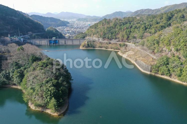 愛媛県宇和島市　須賀川ダム　若山湖 須賀川ダム,ダム,貯水池の写真素材