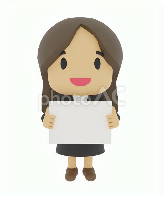 白紙のフリップを持ったビジネスOL 社会人,ビジネスマン,ビジネスの写真素材