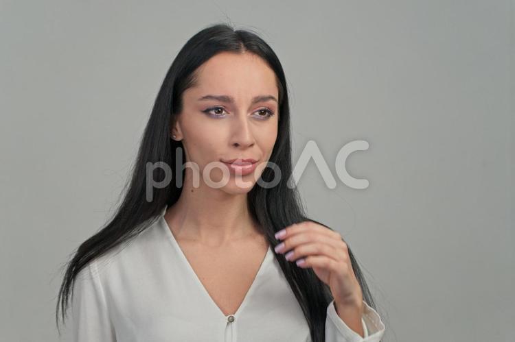 ピンクのアイシャドウの女性1 化粧,女性,外国人の写真素材
