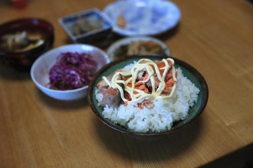 田舎ランチ（鮭マヨ） 昼食,ランチ,ご飯の写真素材