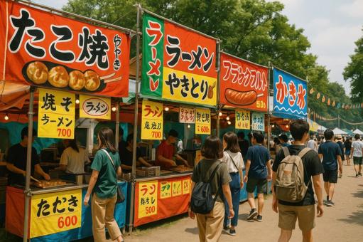 フェスのにぎやかな屋台 フェスのにぎやかな屋台の写真