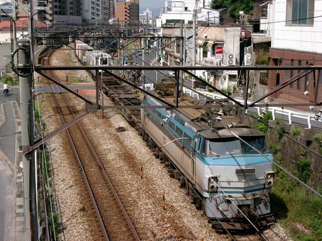 EF66貨物列車カーブ EF66貨物列車カーブ ef66,jr貨物,電気機関車の写真素材