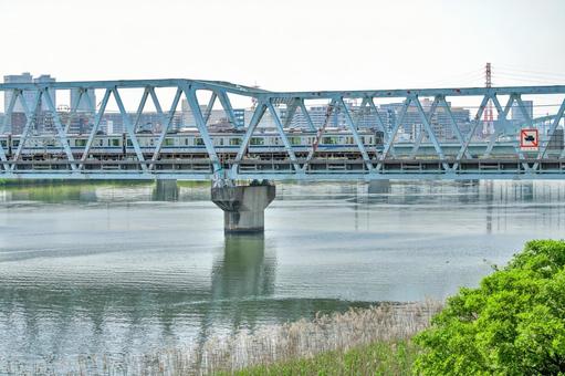 葛飾区 荒川と荒川橋梁(東京) 葛飾区 荒川と荒川橋梁(東京) 葛飾区,荒川,荒川橋梁の写真素材