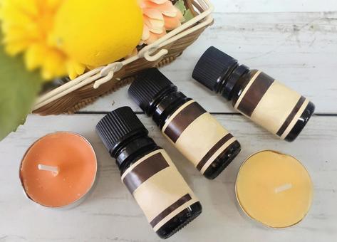 ラベル付き 柑橘系のイメージ 精油ボトル アロマ,アロマオイル,ボトルの写真素材