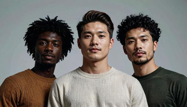 3 types of men's hairstyles, cut, style, colouring, JPG