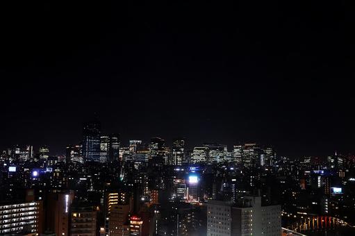 １０月中旬の両国からの都心の夜景 街並み,都心,高層ビル群の写真素材