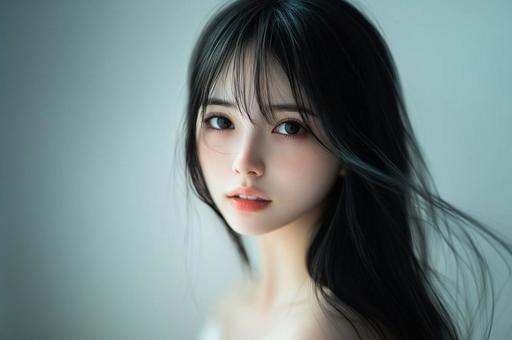 微笑の美しい黒髪日本女性 微笑の美しい黒髪日本女性の写真