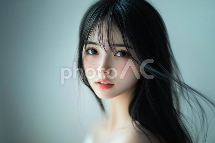 微笑の美しい黒髪日本女性 女性,美人,美女の写真素材