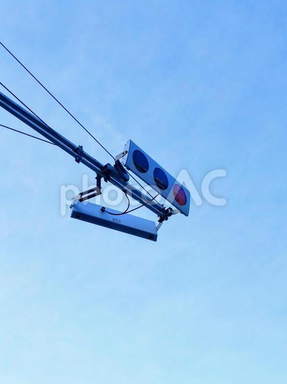 薄型フラット信号機・赤信号 電気,信号,信号機の写真素材