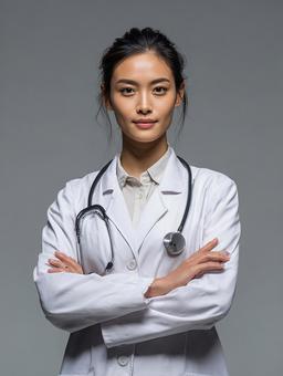 患者に寄り添う優しい女性医師 患者に寄り添う優しい女性医師の写真