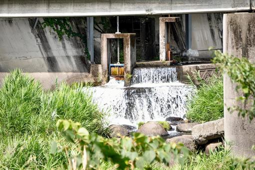 Photo, sluice gate, landscape, waterfall, 