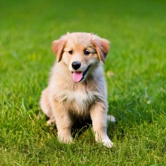笑っている子犬 笑っている子犬の写真
