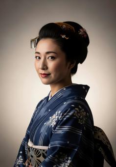 浴衣姿の日本人女性のポートレイト 浴衣姿の日本人女性のポートレイトの写真
