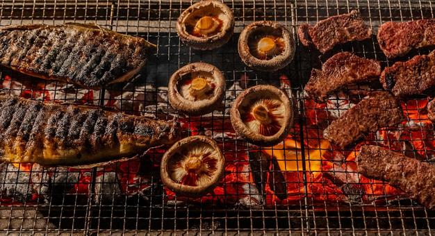 コテージバーベキュー コテージバーベキュー バーベキュー,bbq,シイタケの写真素材