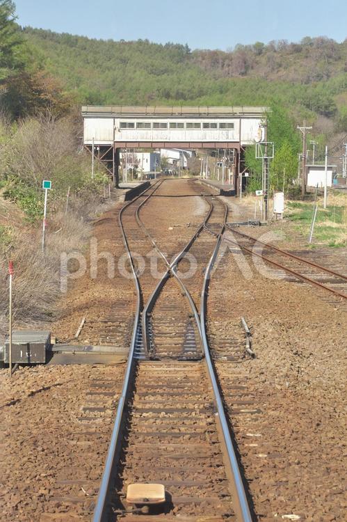 ローカル列車　運転席からの風景 ローカル列車,jr,車窓の写真素材