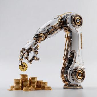 ビットコインを収集するAIロボットアーム ビットコインを収集するAIロボットアームの写真
