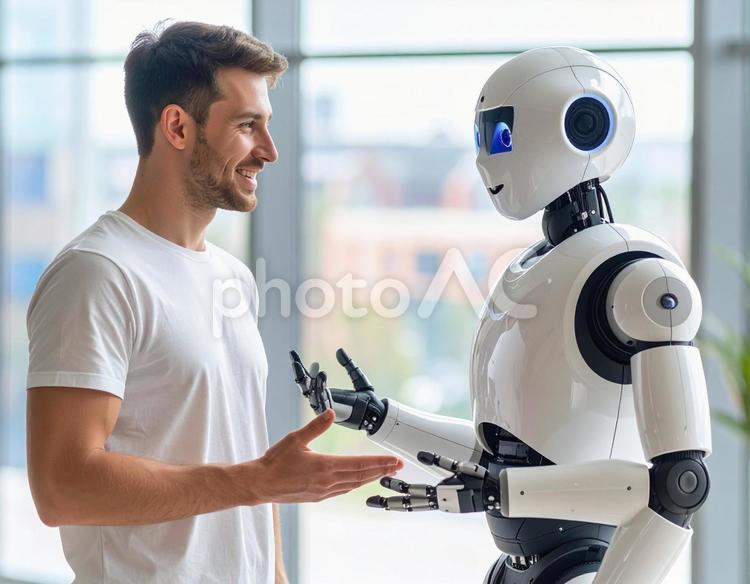 AIとの交流 ai,人工知能,コミュニケーションの写真素材