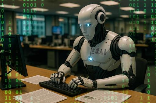 AIロボットの新聞記者またはライター AIロボットの新聞記者またはライターの写真