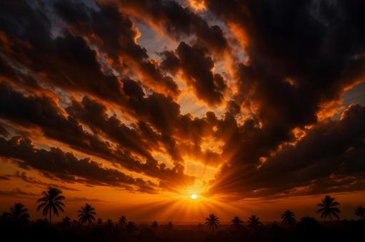 光芒の夕景 光芒の夕景の写真