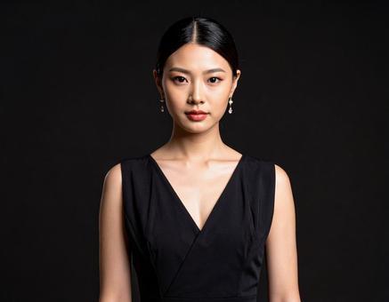 黒い服を着た女性モデル 黒い服を着た女性モデルの写真