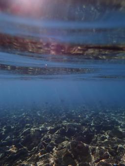朝日の差す海面 朝日の差す海面 海,魚,沖縄の写真素材