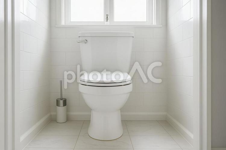 正面から見た清潔で蓋が閉じたトイレ トイレ,清潔,白の写真素材