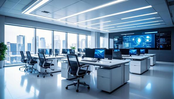 最先端IT企業、未来のオフィスのイメージの写真