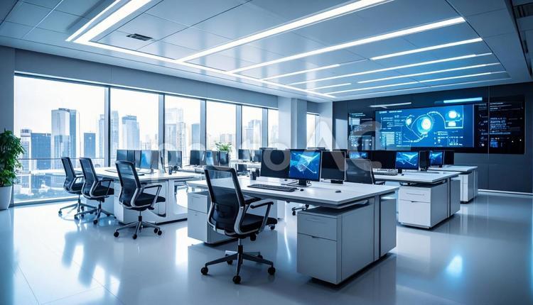 最先端IT企業、未来のオフィスのイメージ オフィス,it企業,現代風の写真素材
