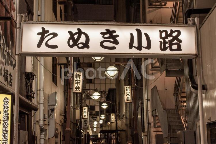 上野たぬき小路 上野,たぬき小路,夜景の写真素材