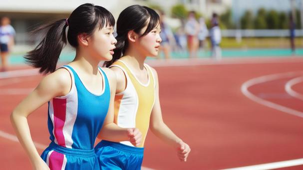陸上競技を楽しむ若い女性24 陸上競技を楽しむ若い女性24の写真