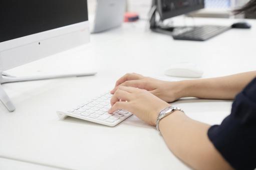 Woman typing, desk work, female, computer, JPG