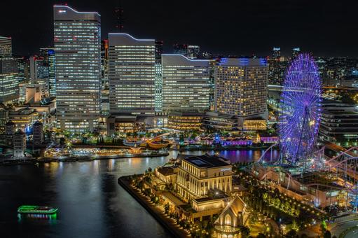 横浜みなとみらいの夜景 #8 横浜みなとみらいの夜景 #8 夜景,みなとみらい,都市夜景の写真素材