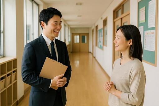 担任と保護者の面談風景 担任と保護者の面談風景の写真
